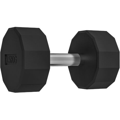 Haltère poignée antidérapante, fitness, sport à domicile, 15kg, noir (1/5)