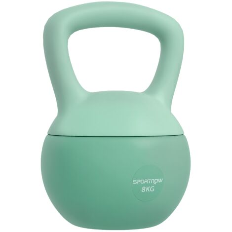 Kettlebell 8 kg, avec poignée antidérapante, pour fitness musculation cardio, 19 x 19 x 28 cm, vert