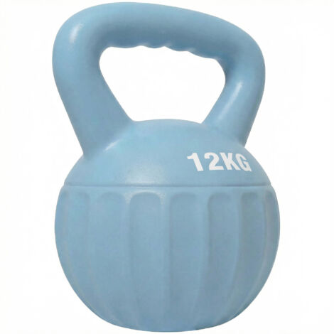 Kettlebell 12 kg, haltère avec poignée Antidérapante, haltère à boule, musculation, entraînement, pour gym, bleu (1/5)