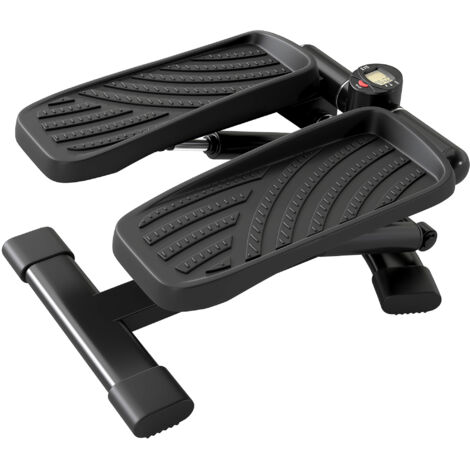 Mini stepper fitness disque de torsion de la taille 2 en 1 écran LCD, hauteur réglable, 100 kg, 42 x 34 x 22 cm, noir (1/5)