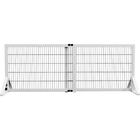 Barrière de sécurité pour chien barrière de protection à 2 panneaux largeur réglable 101-181 cm en bois acier blanc (1/5)