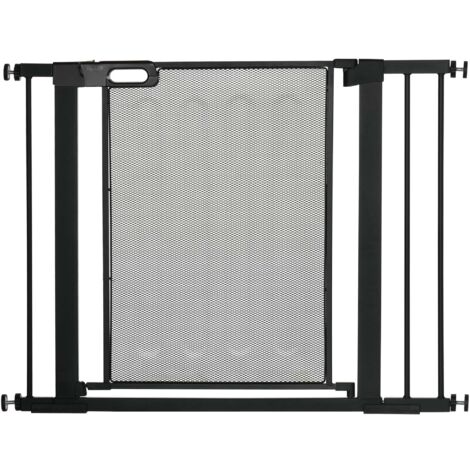Barrière de sécurité pour animaux domestique avec fermeture automatique double verrouillage largeur 75-103 cm noir (1/5)