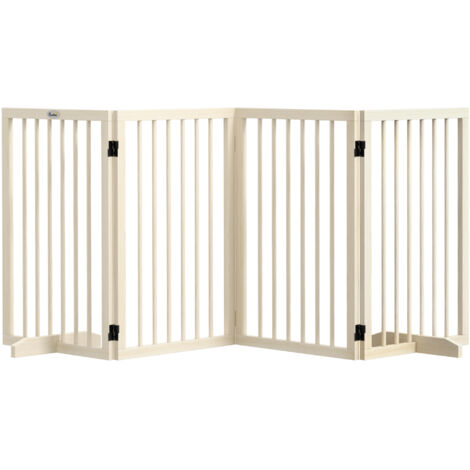 Barrière de sécurité modulable pliable pour animaux de compagnie avec pied de support, bois massif, 206 x 35,5 x 76 cm (1/5)