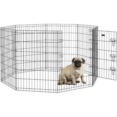 Parc enclos modulable pour chiens lapins rongeurs clôture pour petits animaux intérieur et extérieur 61 x 91 cm noir (1/5)