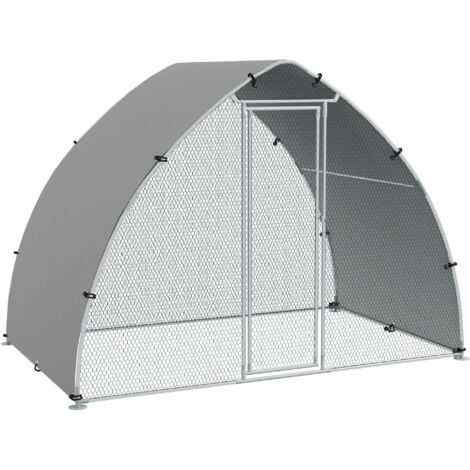 Grand enclos poulailler chenil volière extérieure 5,75m² toit anti-UV toit anti-UV, acier galvanisé, porte verouillable (1/5)