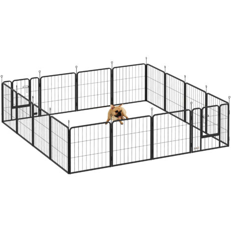 Parc pour chien, parc pour animaux, 16 panneaux, clôture portable pliable, sécurisé, noir (1/5)