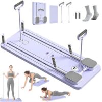 Ensemble Pilates Reformer 4 en 1 avec appareil de Pilates, rouleau abdominal pour pompes (6 pièces) et offert 1 paire de chaussettes