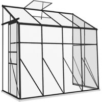 Serre adossée en polycarbonate 127 x 253 x 240 cm – Porte coulissante – Ventilation de toit ajustable – Cadre en aluminium résistant – Mc Star