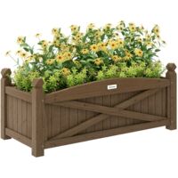 Jardinière en bois, carré potager extérieur bois avec trous de drainage, 90 x 39 x 37 cm, marron foncé