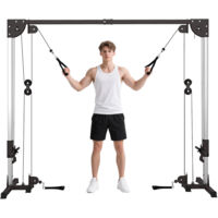 Appareil de musculation double poulie vis à vis crossover, charge libre avec haltère 2 x 50kg dim. 245L x 85l x 207H cm