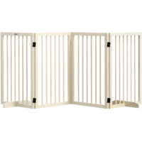Barrière de sécurité modulable pliable pour animaux de compagnie avec pied de support, bois massif, 206 x 35,5 x 76 cm