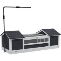 Maison tortue terrestre extérieure enclos tortue 2 niches support de lampe réglable bois massif 120 x 56,5 x 43 cm gris