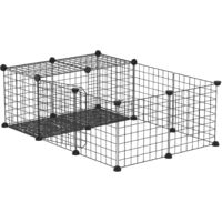 Enclos pour petits animaux parc pour lapins, cochons d'Inde et rongeurs modulable, noir