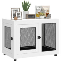 Cage pour chien cage de chien sur pied avec coussin amovible acier noir et blanc - 94 x 60 x 71,5 cm