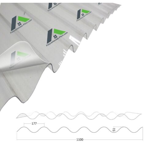 Polycarbonate Ondulé Grandes Ondes 2500x1100mm (1/2)