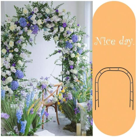 Metallpergola mit Gartenbogen, ideal für Kletterpflanzen, Hochzeiten, Feste, Partydekorationen, kürbisförmige Bögen, zwei Montagearten, schwarz. (1/5)