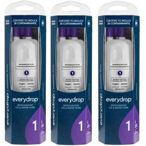 Whirlpool Everydrop Kühlschrank-Wasserfilter und Eisfilter, Modell 1, EDR1RXD1, einzeln verpackt, Lila, Dreiteiliges Set (1/5)
