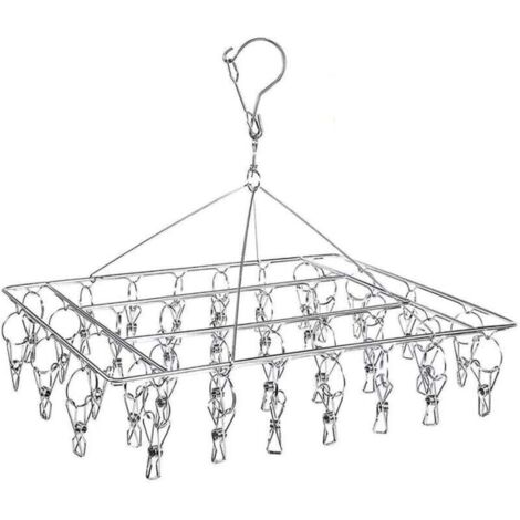 Kleiderständer mit Socken- und Wäschetrocknerfunktion und 36 windfesten Edelstahlclips für Socken, Unterwäsche, Kleidung und Handtücher (1 Stück) – RWCuisine & Home / Aufbewahrung & O (1/5)
