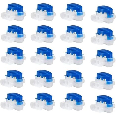 20 Stück wasserdichte 3-Loch-Kabelverbinder, gecrimpte elektrische Drahtverbinder, gelgefüllte Rasenmäherverbinder, 314 Kabelverbinder, perfekt für Garten und Außenbereich (Blau) (1/5)