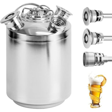 10-Liter-Bierreinigungsfass aus Edelstahl, 3-Kopf-Reinigungsbehälter mit Deckel, inklusive Fasspickel A, S und G, Reinigungsvorrichtung für Bierzapfanlagen, 10-Liter-Bierreinigungsfass aus Edelstahl. (1/5)