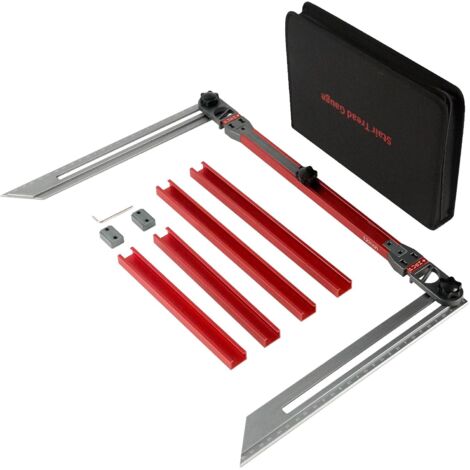 Treppenstufen-Schablone, Messwerkzeug aus Edelstahl, Messgerät mit Winkelmesser und Skala für Treppenstufen, geeignet für Treppenstufen, verstellbare Länge von 17,9" bis 50,9".