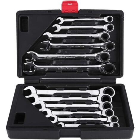 Ratschen-Maulschlüssel-/Verlängerungsschlüssel-Set, Steckschlüssel- und Bit-Set, 8 mm–19 mm verstellbarer Ratschenschlüssel, 12-teilig für Heimwerkerarbeiten in der Garage (Verlängerungsschlüssel) (1/5)