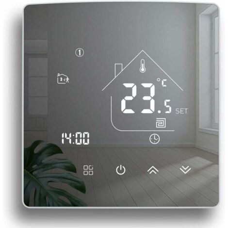 Spiegelthermostat, Heizungsthermostat, programmierbarer Raumthermostat, digitaler Wandthermostat für Warmwasser- und Fußbodenheizung, 3A