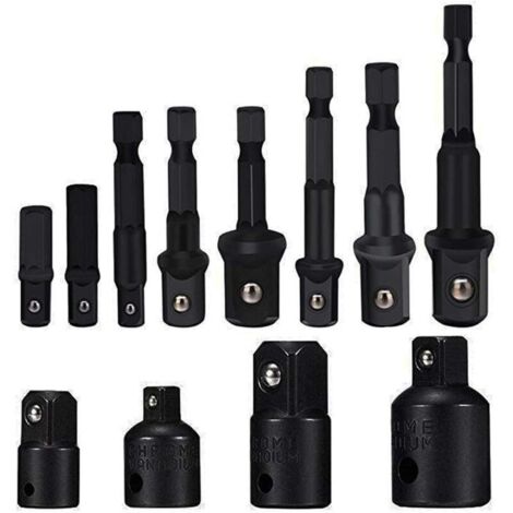 Steckschlüssel-Adapterset, 8-teiliges Sechskant-Bohrerbit-Mutternschlüsselset, Steckschlüssel-Verlängerungsadapter-Bitset, 4-teiliges Adapter-Reduzierset für Ratschenschlüssel/Steckschlüssel (1/4)