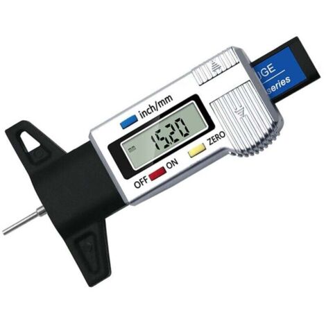 Profiltiefenmesser (Silber), digitaler Profiltiefenmesser, Profiltiefenmesser mit LCD-Anzeige, 0–25 mm (1/4)