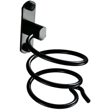 Stück schwarze Wandhalterung für Haartrockner (Bohren erforderlich) – für Hotel, Badezimmer, WC, Friseursalon – Aluminium, matte Oberfläche (1/4)