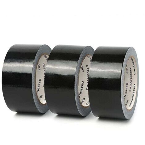 Packung mit 3 Rollen schwarzem Gewebeband, 220 Mikron x 50 mm x 20 m, schwarzes Gaffer-Tape, amerikanisches Dichtungs- und Reparaturband, hochbelastbares Gewebeband, breites schwarzes, widerstandsfähi (1/4)