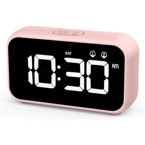 LED-Digitalwecker mit Schlummerfunktion, 2 Weckzeiten, Spiegeloberfläche, USB-aufladbar, 12/24-Stunden-Anzeige für Schlafzimmer und Büro (1/5)