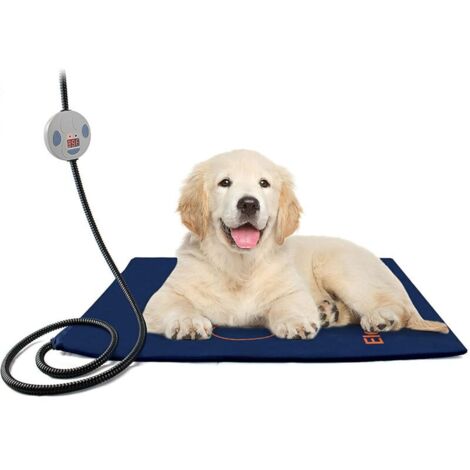 ZVD 60 45 cm Heizkissen für Haustiere, elektrische Heizmatte für Hunde, 7 Temperaturstufen, waschbare Sicherheitsdecke, beheiztes Bett mit Anti-Kau-Kordel für Kaninchen (1/4)