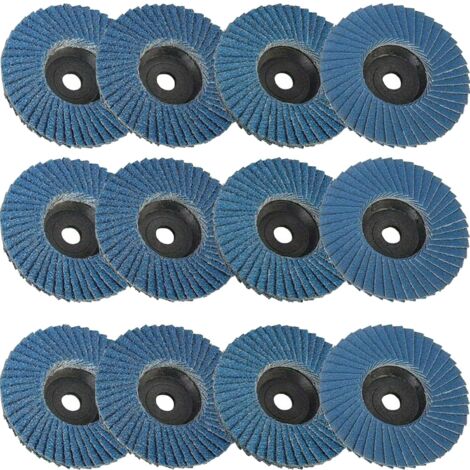 75 mm Lamellenschleifscheiben mit Körnung 40/60/80/120 für Metall, Stahl, Holz, 3" Winkelschleifer, Blau (12er-Packung) (1/5)