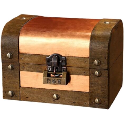 Retro-Aufbewahrungsbox aus Holz mit Schloss zur sicheren Aufbewahrung von Schmuck, Dokumenten und kleinen Wertsachen (F) (1/5)