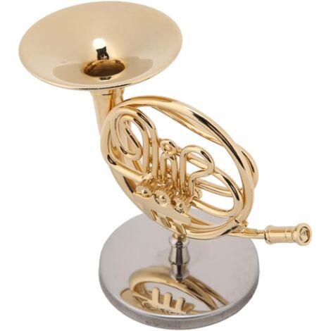 Miniatur-Goldhorn-Replika (10 cm) mit Instrumentenständer, Weihnachtsschmuck, Geschenkidee für Miniaturhörner (1/5)