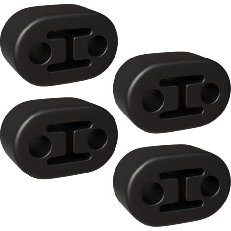 4er-Set universelle Auspuffgummihalterungen – Passend für alle Fahrzeuge – Schützt die Abgasanlage – 2 x 12-mm-Bohrungen – Schwarz (1/5)