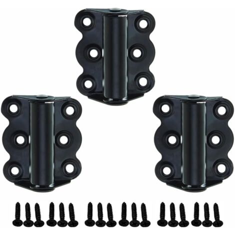Set mit 3 verstellbaren, selbstschließenden Türbändern inklusive Schrauben, Edelstahl-Federband für Schlafzimmertüren und Gartentore aus Holz (schwarz) (1/5)