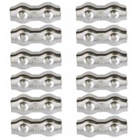Kabelklemme, 3 mm Stahlkabelklemme, 12 Stück, Doppelkabelklemmen, Kabelclips aus Edelstahl 304, Kabelklemmen für 2 mm Drahtkabel, Wäscheleinenkabelklemme, AAFGVC