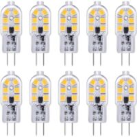 G4 LED-Lampen, 10er-Pack, 12 V, 2 W, Kaltweiß (6000 K), 12 LEDs, Ersatz für G4-Halogenlampen (10–20 W), 200 lm, AC/DC 12 V, G4-Bi-Pin-Kapsel-LED für Dunstabzugshauben/Kronleuchter (nicht für den Einsa