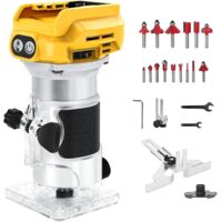 Kompatibel mit Dewalt 18V 1300W Akku-Oberfräse, kompatibel mit Akku, Einhandbedienung, 6 Geschwindigkeiten, 28.000 U/min, ideal für Holzbearbeitung (Akku nicht im Lieferumfang enthalten).