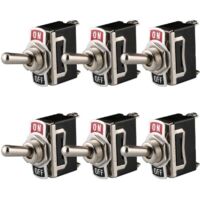 12V-24V-48V-110V/10A, 220V-230V/6A SPST EIN/AUS 2-Positionen 2-Pin-Wippschalter für Auto-Armaturenbrettbeleuchtung (6er-Pack, Schwarz)