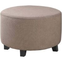 Stretch-Jacquard-Poufbezug (grau, klein), Fußhockerbezug, Möbelschutz, Hockerbezug mit rutschfestem Gummiboden