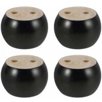 ZVD 4er-Set, 5 cm hohe, runde Möbelbeine aus Holz für Sofa, Bett, Sessel, Schrank, mit Schrauben und Bändern (schwarz)