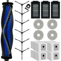 KGC 18-teiliges Zubehörset für Ecovacs Deebot T50 Pro Omni Gen2, T50 Pro Omni, T50 Omni Gen2, T50 Omni Roboter: 1 Hauptbürste, 4 Staubbeutel, 4 Reinigungspads, 3 Filter, 6 Seitenbürsten