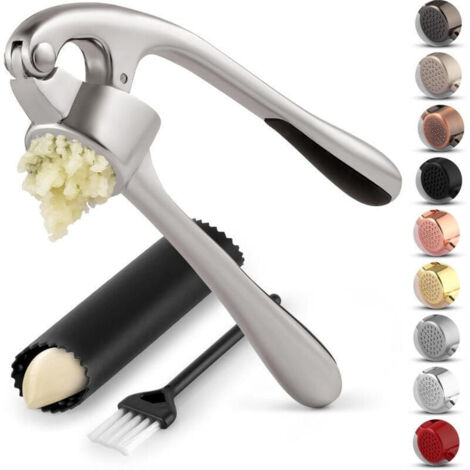 Hochwertiges Knoblauchpressen-Set für die Küche – Weicher, ergonomischer Griff für einfaches Auspressen, inklusive Silikon-Knoblauchschäler und Reinigungsbürste – Knoblauchhacker-Set (1/4)