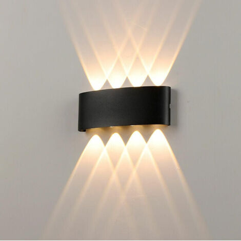 Schwarze 8-W-LED-Wandleuchte für den Innenbereich, moderne Aluminium-Wandleuchte, nach oben/unten gerichteter Spot als Nachtlicht für Wohnzimmer, Schlafzimmer, Flur, Treppenhaus und Wege (warmweiß), F (1/5)