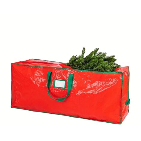 Große rechteckige Aufbewahrungstasche aus PVC für Weihnachtsbäume – Reißverschluss, stabiler Griff – für drinnen und draußen – Rot (1/5)