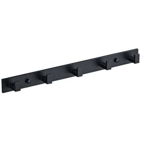 Kleiderhaken, Stange mit 4/5/6 Edelstahlhaken, Wandgarderobe, Mehrzweckhaken für Badezimmer, Küchen, Flure und Schlafzimmer, Innen- und Außenbereich, schwarz (5 Haken)