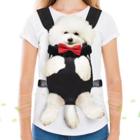Haustier-Tragerucksack, freihändig verstellbare Hundetrage für vorne, Beine raus & einfach anzupassender Hunde-Rucksack für Wanderungen (mittelgroß) (1/4)